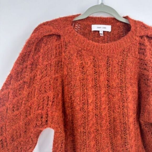 John+Jenn Women's Knit Crew Neck Long Sleeve Pullover Sweater Burst Orange Small - Picture 2 of 11